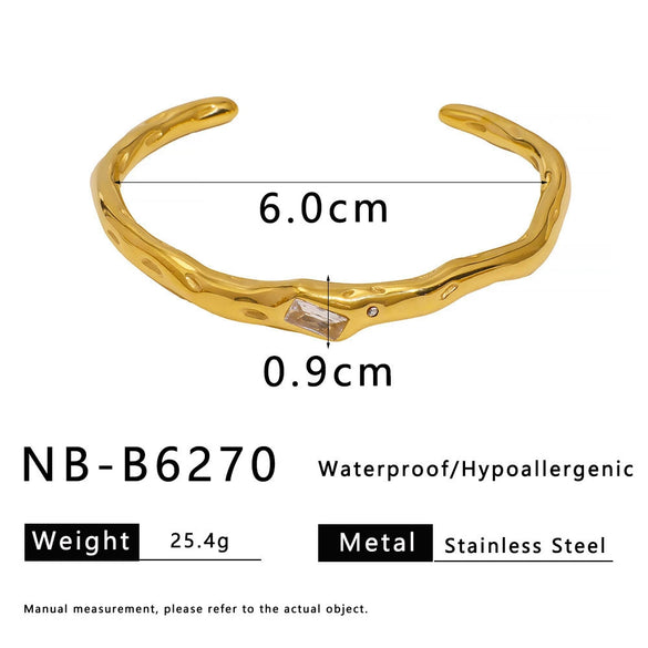Wholesale Jewelry Stainless Steel Wide Face Cross Cast Bracelet Inlaid With Zircon Ins Wind Opening For Women 18K Vacuum Plating In Furnace
