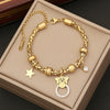 Wholesale Jewelry Stainless Steel Women's Personality Flower Palm Bracelet With Electroplating