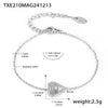 Wholesale Jewelry Stainless Steel Zircon Doublelayer Love Heart Electroplated Unisex Necklace Bracelet Suit