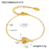Wholesale Jewelry Stainless Steel Zircon Doublelayer Love Heart Electroplated Unisex Necklace Bracelet Suit