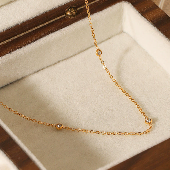 Wholesale Jewelry Stainless Steel Zircon Geometric Necklace For Women