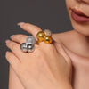 Wholesale Jewelry 316L Stainless Steel Zircon Geometric Ring Women's Gold Plated