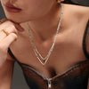 Wholesale Jewelry 316L Stainless Steel Zircon Geometric Water Drop Pendant Necklace With Ball Chain Light Luxury Electroplated For Women