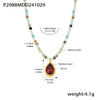 Wholesale Jewelry 316L Stainless Steel Zircon Geometric Water Drop Pendant Necklace With Ball Chain Light Luxury Electroplated For Women