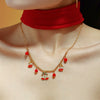 Wholesale Jewelry 316L Stainless Steel Zircon Oil Drop Red Agate Light Luxury Electroplated Necklace Bracelet Earrings Set For Women
