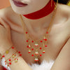 Wholesale Jewelry 316L Stainless Steel Zircon Oil Drop Red Agate Light Luxury Electroplated Necklace Bracelet Earrings Set For Women