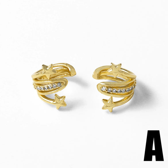 Wholesale Jewelry Star Copper Electroplated Ear Bone Clip Earrings Ear Cuff For Women