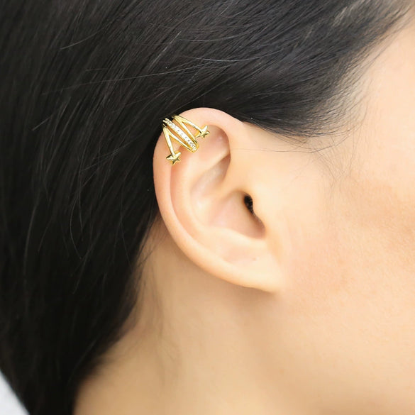 Wholesale Jewelry Star Copper Electroplated Ear Bone Clip Earrings Ear Cuff For Women