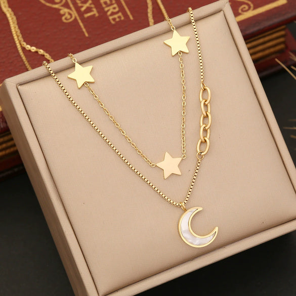 Wholesale Jewelry Star Fashion Stainless Steel Electroplated Clavicle Chain
