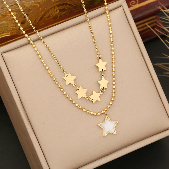 Wholesale Jewelry Star Fashion Stainless Steel Electroplated Clavicle Chain