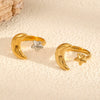 Wholesale Jewelry Star Moon Geometric Stainless Steel Opening Ring 18K Gold Plated