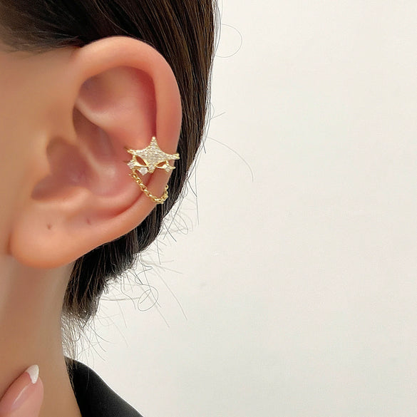 Wholesale Jewelry Star Shaped Copper Electroplated Pierced Ear Bone Clip Earrings For Women