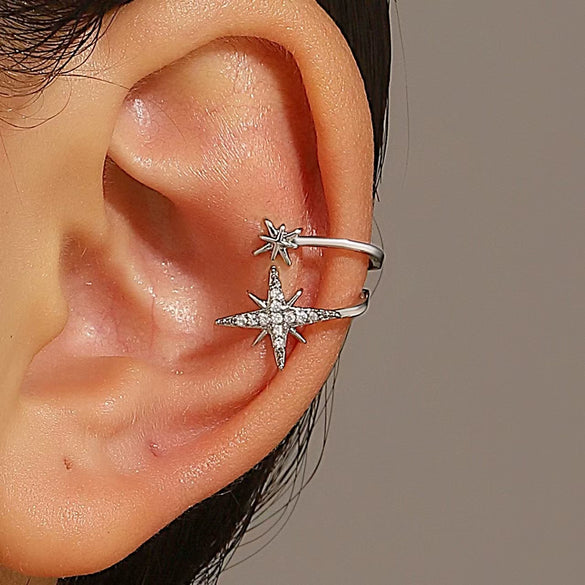 Wholesale Jewelry Star Shaped Copper Electroplated Pierced Ear Bone Clip Earrings For Women