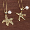 Wholesale Jewelry Starfish Bead Pendant Necklace Alloy Copper Water Wave Chain Electroplating Star Shape