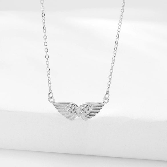 Wholesale Jewelry 925 Sterling Silver Angel Wings Necklace And Earrings For Women Fashion Personality Light Luxury Design