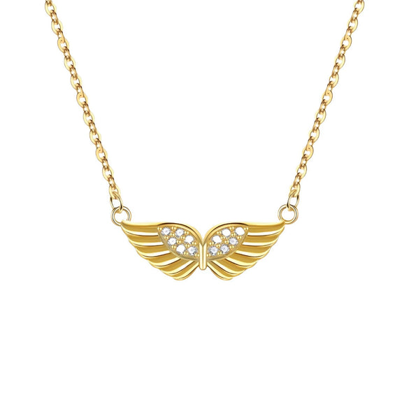 Wholesale Jewelry 925 Sterling Silver Angel Wings Necklace And Earrings For Women Fashion Personality Light Luxury Design