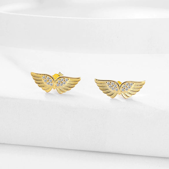 Wholesale Jewelry 925 Sterling Silver Angel Wings Necklace And Earrings For Women Fashion Personality Light Luxury Design