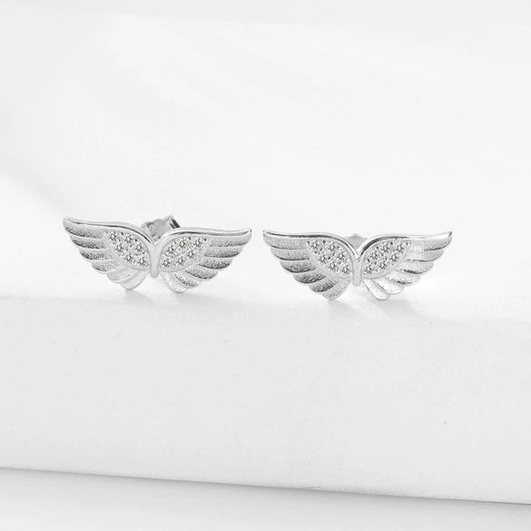 Wholesale Jewelry 925 Sterling Silver Angel Wings Necklace And Earrings For Women Fashion Personality Light Luxury Design