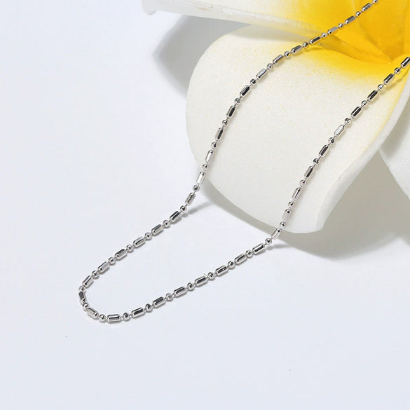 Wholesale Jewelry Sterling Silver Ball Chain Necklace With Geometric Style And Electroplating Treatment