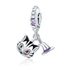 Wholesale Jewelry 925 Sterling Silver Beaded Locating Buckle Cat Dog Bone Paw Print Pendant Diy Bracelet Accessories With Dripping Oil Design For Women