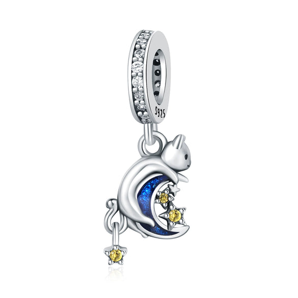 Wholesale Jewelry 925 Sterling Silver Beaded Locating Buckle Cat Dog Bone Paw Print Pendant Diy Bracelet Accessories With Dripping Oil Design For Women