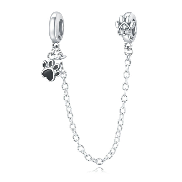 Wholesale Jewelry 925 Sterling Silver Beaded Locating Buckle Cat Dog Bone Paw Print Pendant Diy Bracelet Accessories With Dripping Oil Design For Women