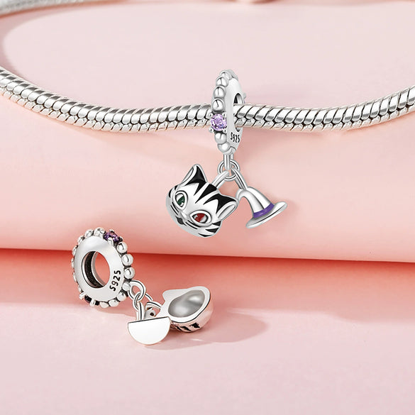 Wholesale Jewelry 925 Sterling Silver Beaded Locating Buckle Cat Dog Bone Paw Print Pendant Diy Bracelet Accessories With Dripping Oil Design For Women