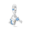 Wholesale Jewelry 925 Sterling Silver Butterfly Heart Lock Pendant Beads Dripping Oil Original Design Diy Accessories