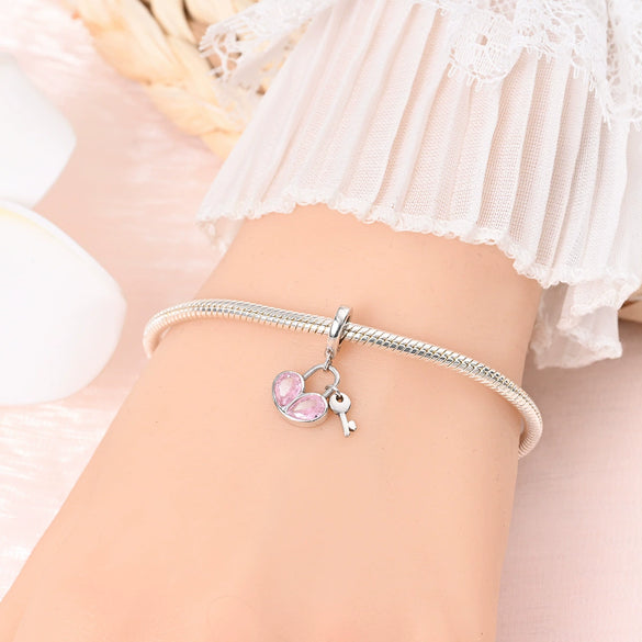 Wholesale Jewelry 925 Sterling Silver Butterfly Heart Lock Pendant Beads Dripping Oil Original Design Diy Accessories