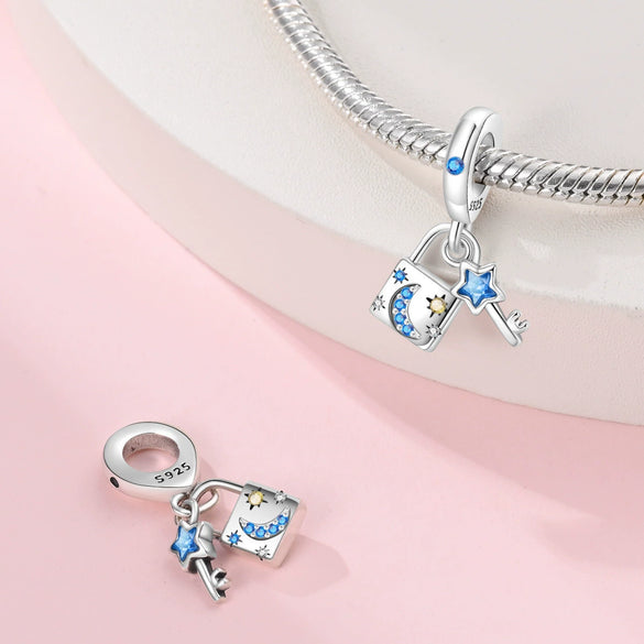 Wholesale Jewelry 925 Sterling Silver Butterfly Heart Lock Pendant Beads Dripping Oil Original Design Diy Accessories