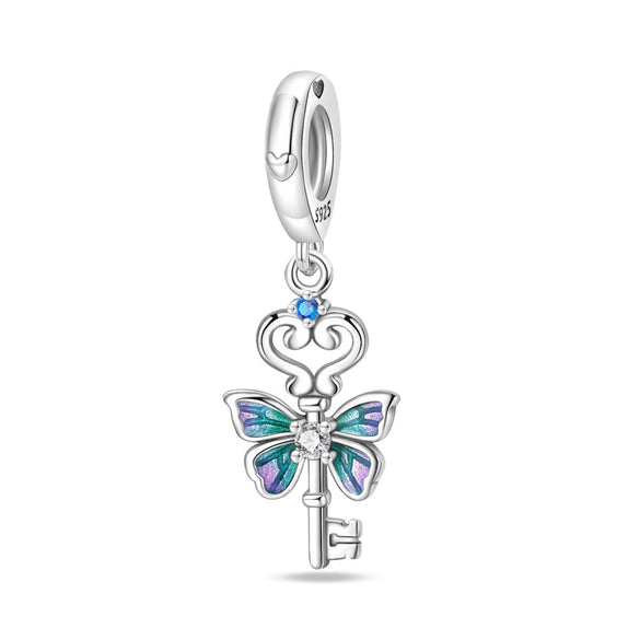 Wholesale Jewelry 925 Sterling Silver Butterfly Heart Lock Pendant Beads Dripping Oil Original Design Diy Accessories
