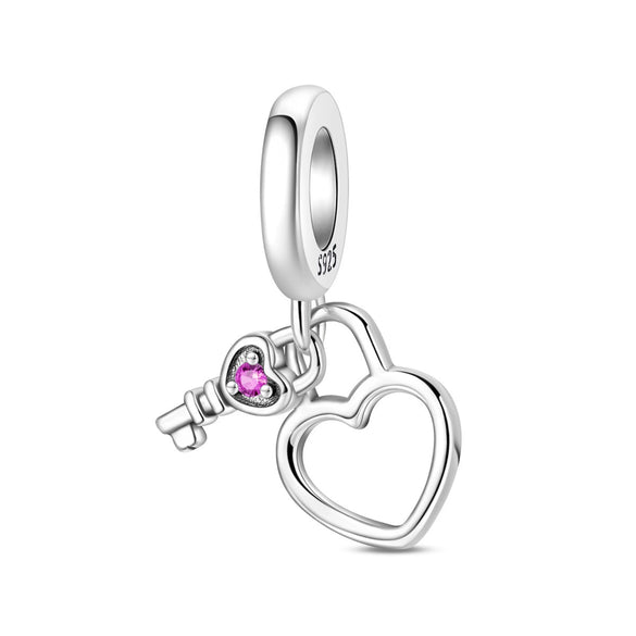 Wholesale Jewelry 925 Sterling Silver Butterfly Heart Lock Pendant Beads Dripping Oil Original Design Diy Accessories