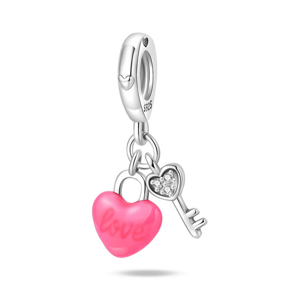 Wholesale Jewelry 925 Sterling Silver Butterfly Heart Lock Pendant Beads Dripping Oil Original Design Diy Accessories