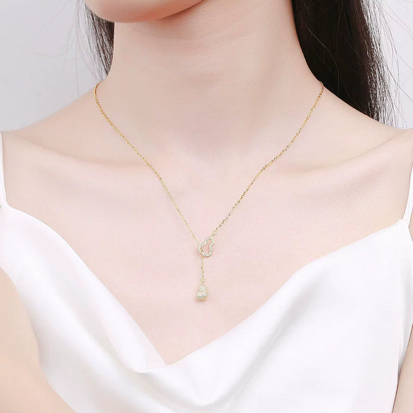 Wholesale Jewelry 925 Sterling Silver Double Gourd Electroplated Necklace For Women