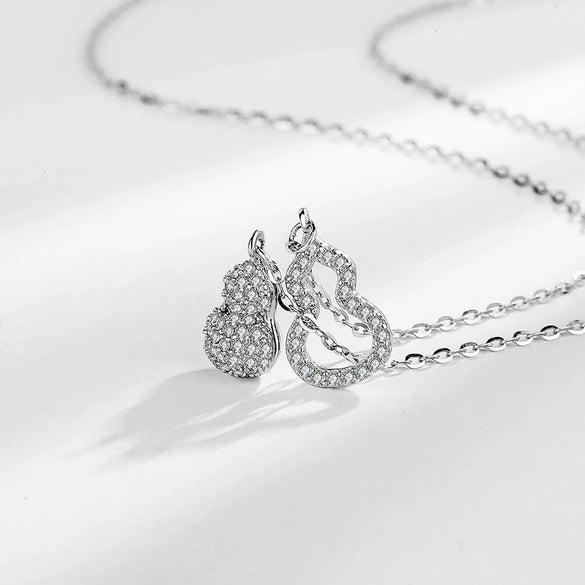 Wholesale Jewelry 925 Sterling Silver Double Gourd Electroplated Necklace For Women