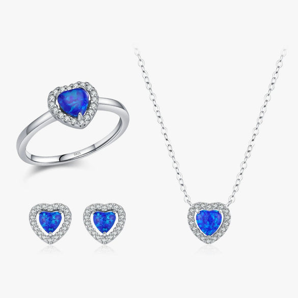 Wholesale Jewelry 925 Sterling Silver Elegant Style Love Heart Water Drop Bell Shaped Micro Inlay Earrings Necklace Ring
