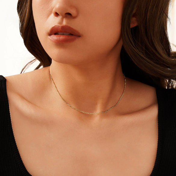 Wholesale Jewelry 925 Sterling Silver Figaro Chain Electroplated Women's Necklace
