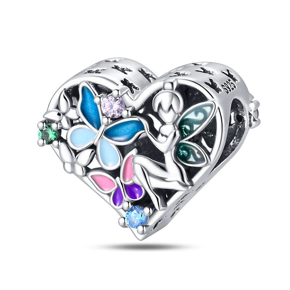 Wholesale Jewelry 925 Sterling Silver Flower Fairy Crystal Beads Charm Accessories Dripping Oil Original Design Animal Style