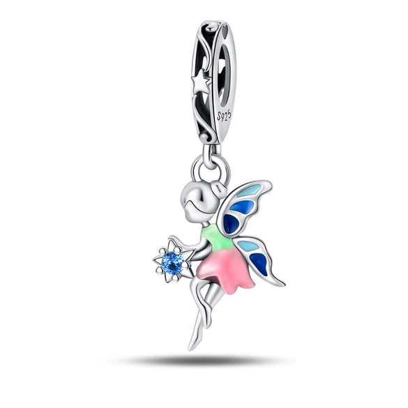 Wholesale Jewelry 925 Sterling Silver Flower Fairy Crystal Beads Charm Accessories Dripping Oil Original Design Animal Style