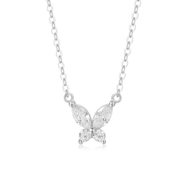 Wholesale Jewelry 925 Sterling Silver Fourleaf Clover Butterfly Geometric Flower Inlaid Zircon Pendant Necklace For Women