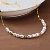 Wholesale Jewelry Sterling Silver Freshwater Pearl Necklace With Geometric Design And Electroplating For Women
