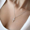 Wholesale Jewelry 925 Sterling Silver Geometric Cross Microinlaid Zircon Pendant Necklace For Women