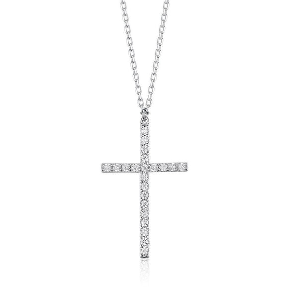 Wholesale Jewelry 925 Sterling Silver Geometric Cross Microinlaid Zircon Pendant Necklace For Women
