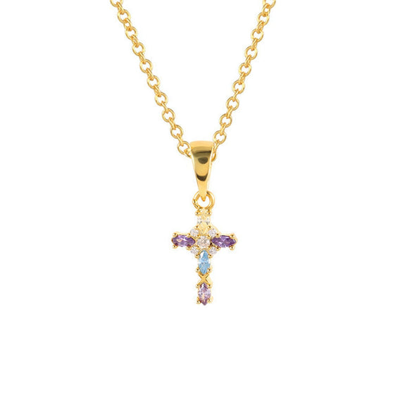 Wholesale Jewelry 925 Sterling Silver Geometric Cross Microinlaid Zircon Pendant Necklace For Women