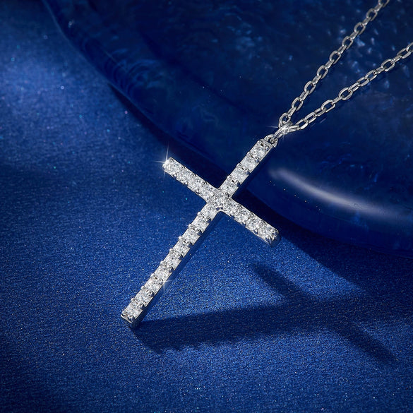 Wholesale Jewelry 925 Sterling Silver Geometric Cross Microinlaid Zircon Pendant Necklace For Women