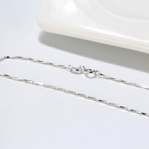 Wholesale Jewelry 925 Sterling Silver Geometric Melon Seed Chain Necklace With Electroplating