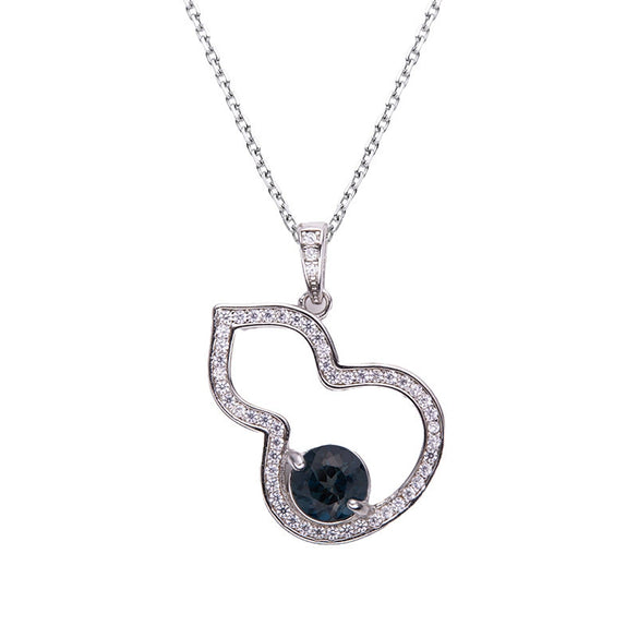 Wholesale Jewelry Sterling Silver Geometric Natural Gem Pendant Necklace For Women Set With Precious Stones