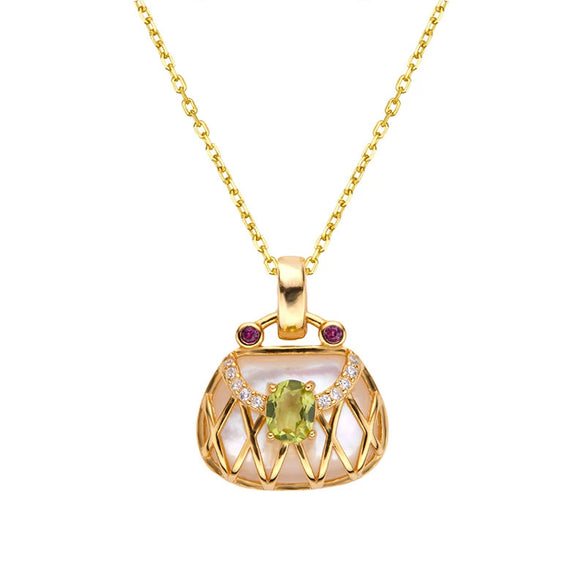 Wholesale Jewelry Sterling Silver Geometric Natural Gem Pendant Necklace For Women Set With Precious Stones