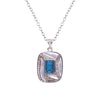 Wholesale Jewelry Sterling Silver Geometric Natural Gem Pendant Necklace For Women Set With Precious Stones