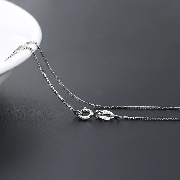 Wholesale Jewelry 925 Sterling Silver Geometry Style Box Chain Necklace Electroplated